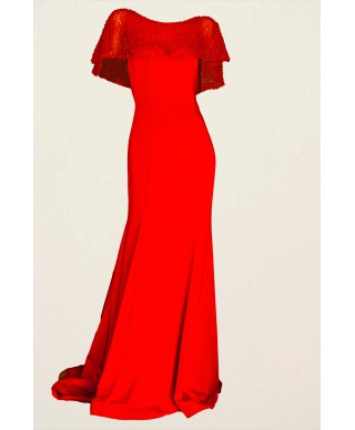 VESTIDO VARGAS  LARGO ROJO    CLAUDIA MATA