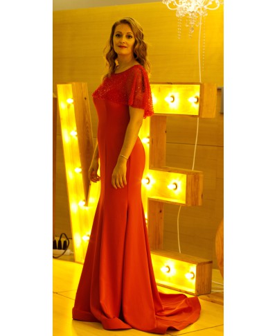VESTIDO VARGAS  LARGO ROJO    CLAUDIA MATA
