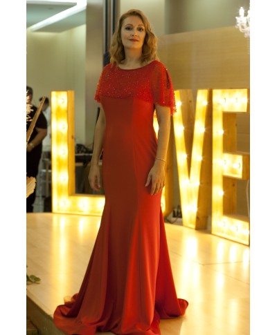 VESTIDO VARGAS  LARGO ROJO    CLAUDIA MATA