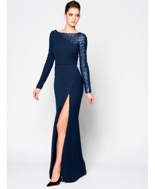 VESTIDO VENUS  LARGO AZUL MARINO     VICTORIA