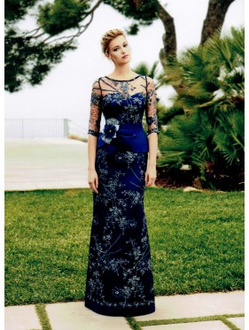 VESTIDO MOKA LARGO AZUL MARINO       NATIVIDAD JIMENEZ