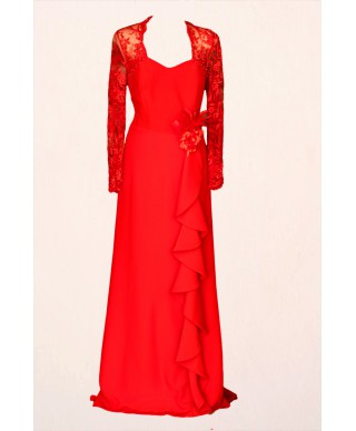 VESTIDO ARANDA  LARGO ROJO     ASCENSION BERNAL