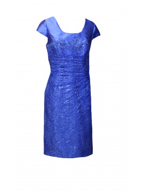 CONJUNTO DE VESTIDO CON CHAQUETA   CORTO AZUL TINTA,   EVASSE
