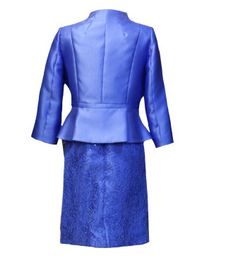CONJUNTO DE VESTIDO CON CHAQUETA   CORTO AZUL TINTA,   EVASSE