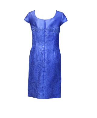 CONJUNTO DE VESTIDO CON CHAQUETA   CORTO AZUL TINTA,   EVASSE