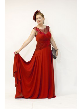 VESTIDO ROQUETAS  LARGO ROJO X&M