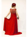 VESTIDO ROQUETAS  LARGO ROJO X&M