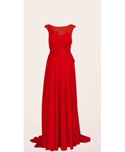 VESTIDO ROQUETAS  LARGO ROJO X&M