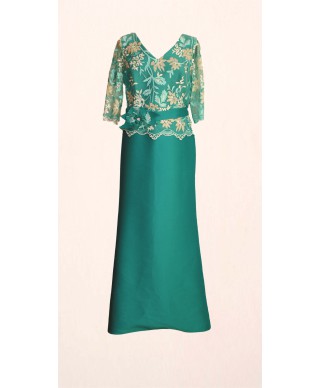 VESTIDO VELEZ   LARGO VERDE    NATIVIDAD JIMENEZ