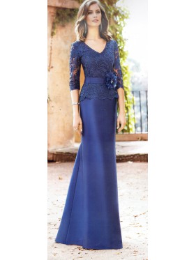 VESTIDO REY  LARGO AZUL MARINO