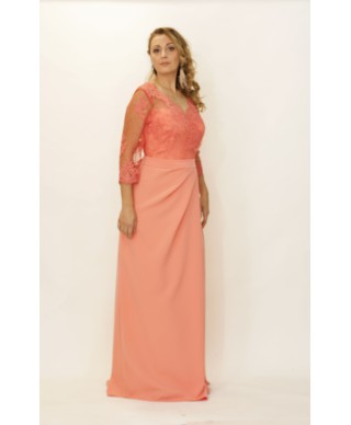 VESTIDO ARACENA LARGO CORAL