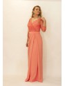 VESTIDO ARACENA LARGO CORAL