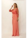 VESTIDO ARACENA LARGO CORAL