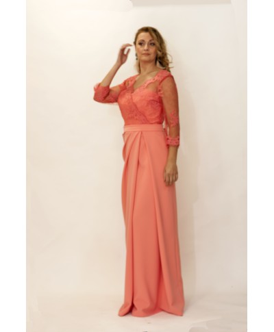 VESTIDO ARACENA LARGO CORAL