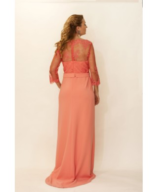 VESTIDO ARACENA LARGO CORAL