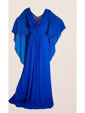 VESTIDO VELVET LARGO AZUL   EVASSE