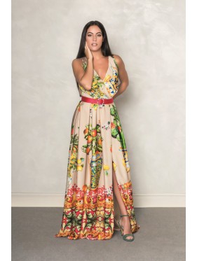 VESTIDO TOSCANA   LARGO ESTAMPADO   NURIBEL