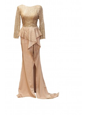 VESTIDO KULLU  LARGO  ROSA NUDE     ALMA  COUTURE