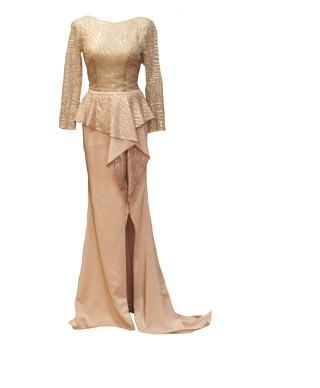 VESTIDO KULLU  LARGO  ROSA NUDE     ALMA  COUTURE