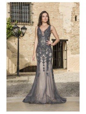 VESTIDO SALLY  LARGO GRIS HUMO