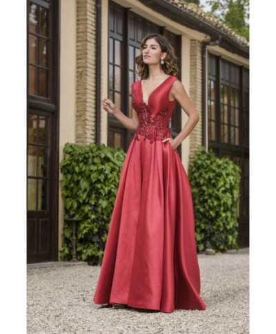 VESTIDO AGRES  LARGO GRANATE