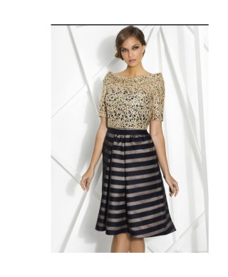 VESTIDO TILLY CORTO AZUL Y DORADO    CABOTINE