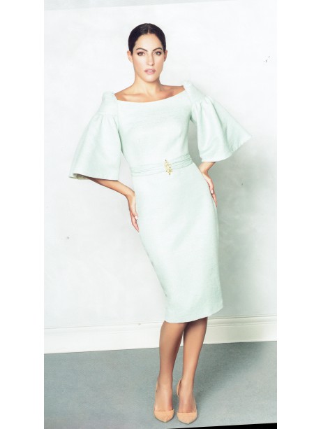 VESTIDO BAZA MIDI AGUA MARINA    NURIBEL