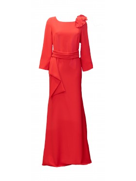 VESTIDO NUNA  LARGO ROJO
