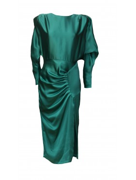 VESTIDO CLARA  MIDI VERDE ESMERALDA    RAQUEL MARTIN