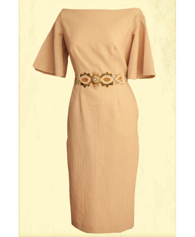 VESTIDO IMAN MIDI NUDE  NURIBEL VESTIDO IMAN MIDI NUDE  NURIBEL
