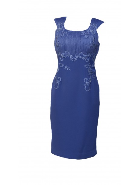 CONJUNTO DE VESTIDO CON CHAQUETA   CORTO AZUL KLEIN