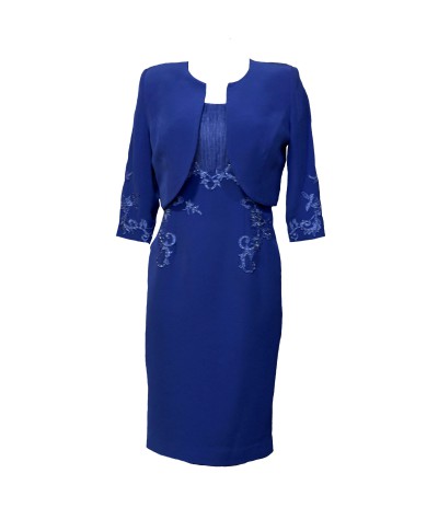 CONJUNTO DE VESTIDO CON CHAQUETA   CORTO AZUL KLEIN