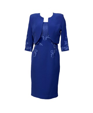 CONJUNTO DE VESTIDO CON CHAQUETA   CORTO AZUL KLEIN