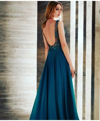 VESTIDO MARGOT LARGO AGUA MARINA