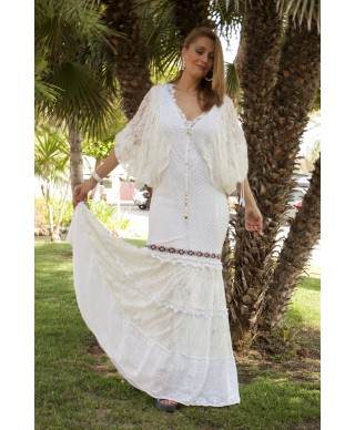 VESTIDO DOLORES LARGO BLANCO