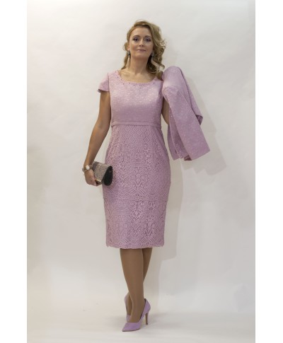 CONJUNTO DE VESTIDO Y CHAQUETA  MIDI ROSA NUDE  CABOTINE