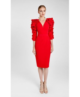 VESTIDO ROSALIA   MIDI ROJO   NURIBEL