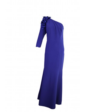 VESTIDO SETENIL  LARGO AZUL KLEIN  ASIMETRICO    NURIBEL
