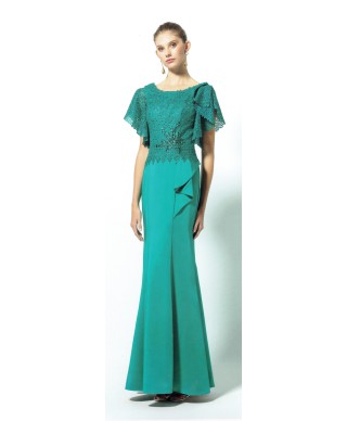 VESTIDO COCO  LARGO VERDE MAR ALMA COUTURE