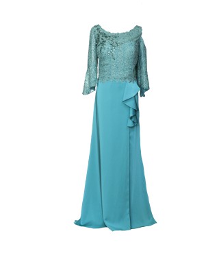 VESTIDO COCO  LARGO VERDE MAR ALMA COUTURE