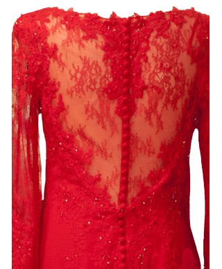 VESTIDO EUGUENIA  LARGO ROJO   FARA