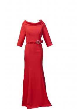 VESTIDO CLAUDIA  LARGO ROJO   INVITATION BY VENI