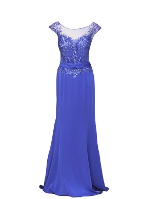 VESTIDO MIRELLA    LARGO  AZUL KLEIN    FRAN RIVERA