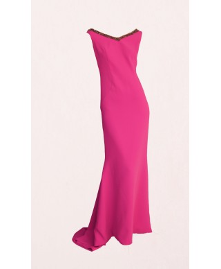 VESTIDO NATALIA   LARGO  ROSA   NACHO BUENO