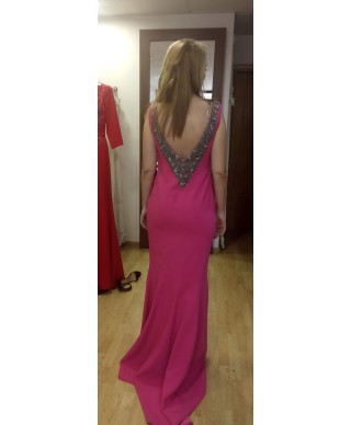 VESTIDO NATALIA   LARGO  ROSA   NACHO BUENO