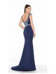 VESTIDO DE FIESTA  PARIS  LARGO RIANA  AZUL MARINO   DE MADRINA ALMA COUTURE