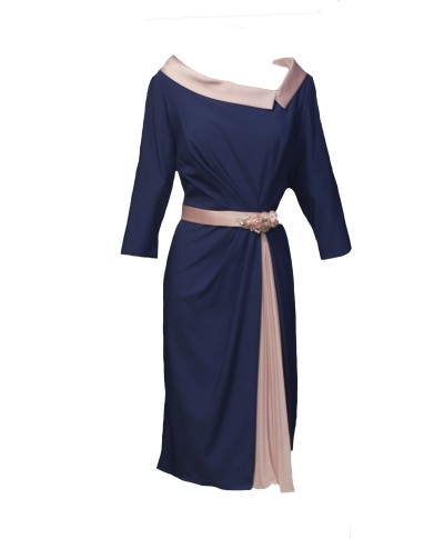 VESTIDO JEIMY  MIDI  AZUL MARINO 