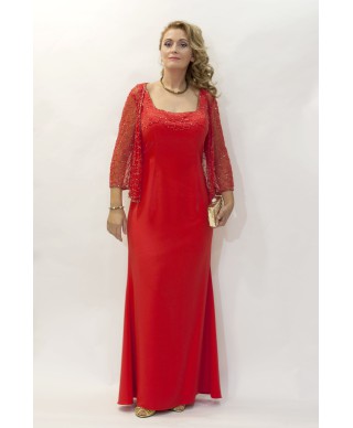 VESTIDO CON CHAQUETA JUPITER LARGO ROJO   CABOTINE