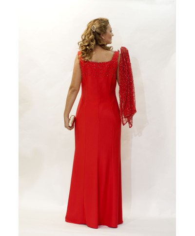 VESTIDO CON CHAQUETA JUPITER LARGO ROJO   CABOTINE