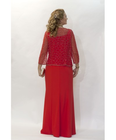 VESTIDO CON CHAQUETA JUPITER LARGO ROJO   CABOTINE